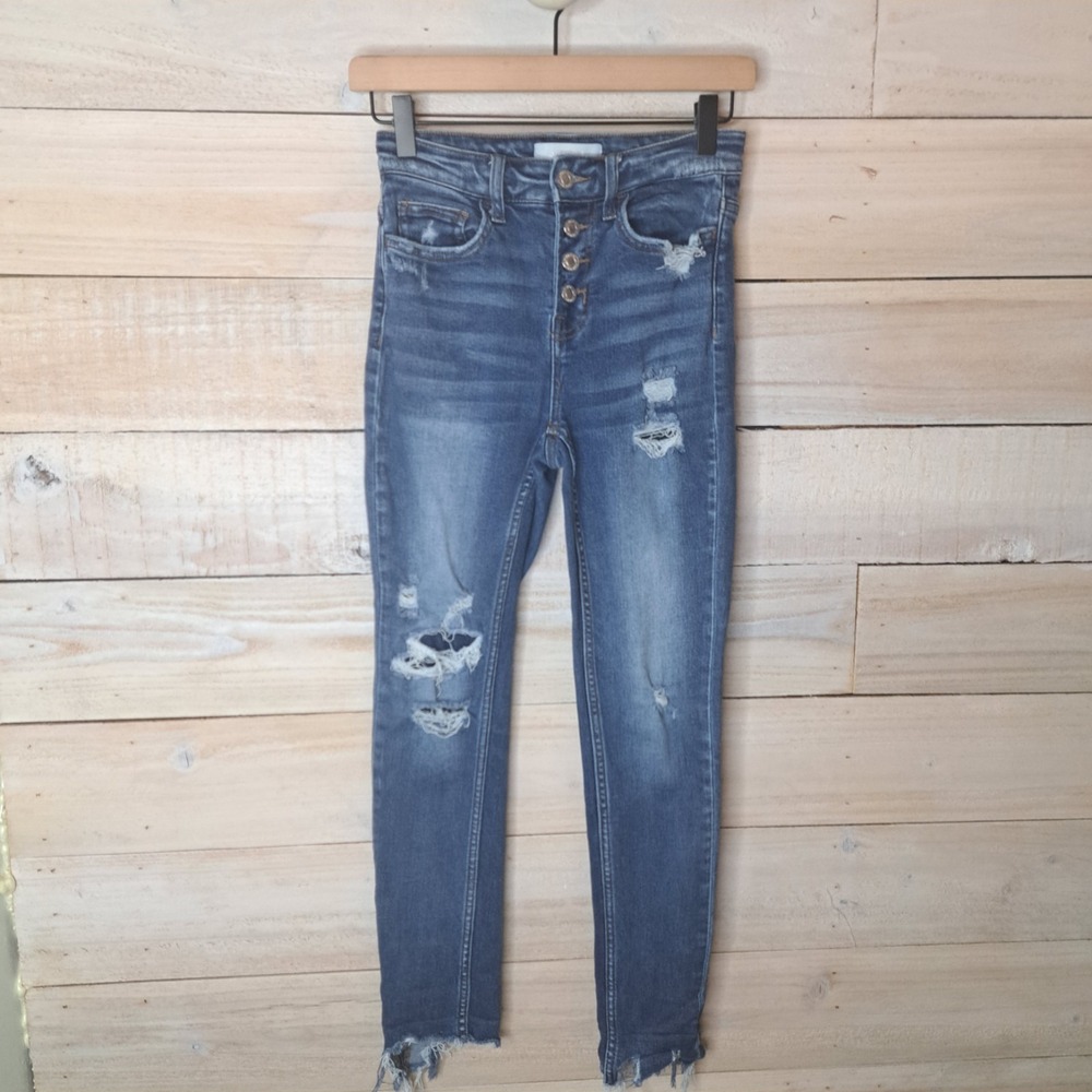 Grunge 90's Throwback Flying Monkey Vervet Exposed 4 Button Fly Women's Jeans 24